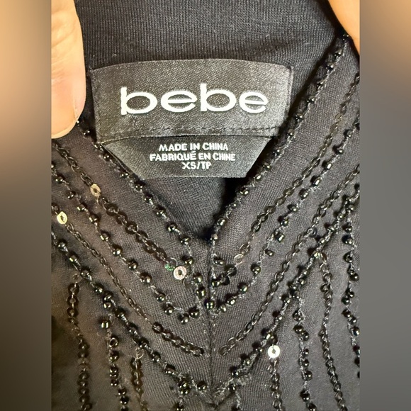 Bebe black Sequin evening occasion date night waist halter tank zip side XS EUC - Picture 7 of 9